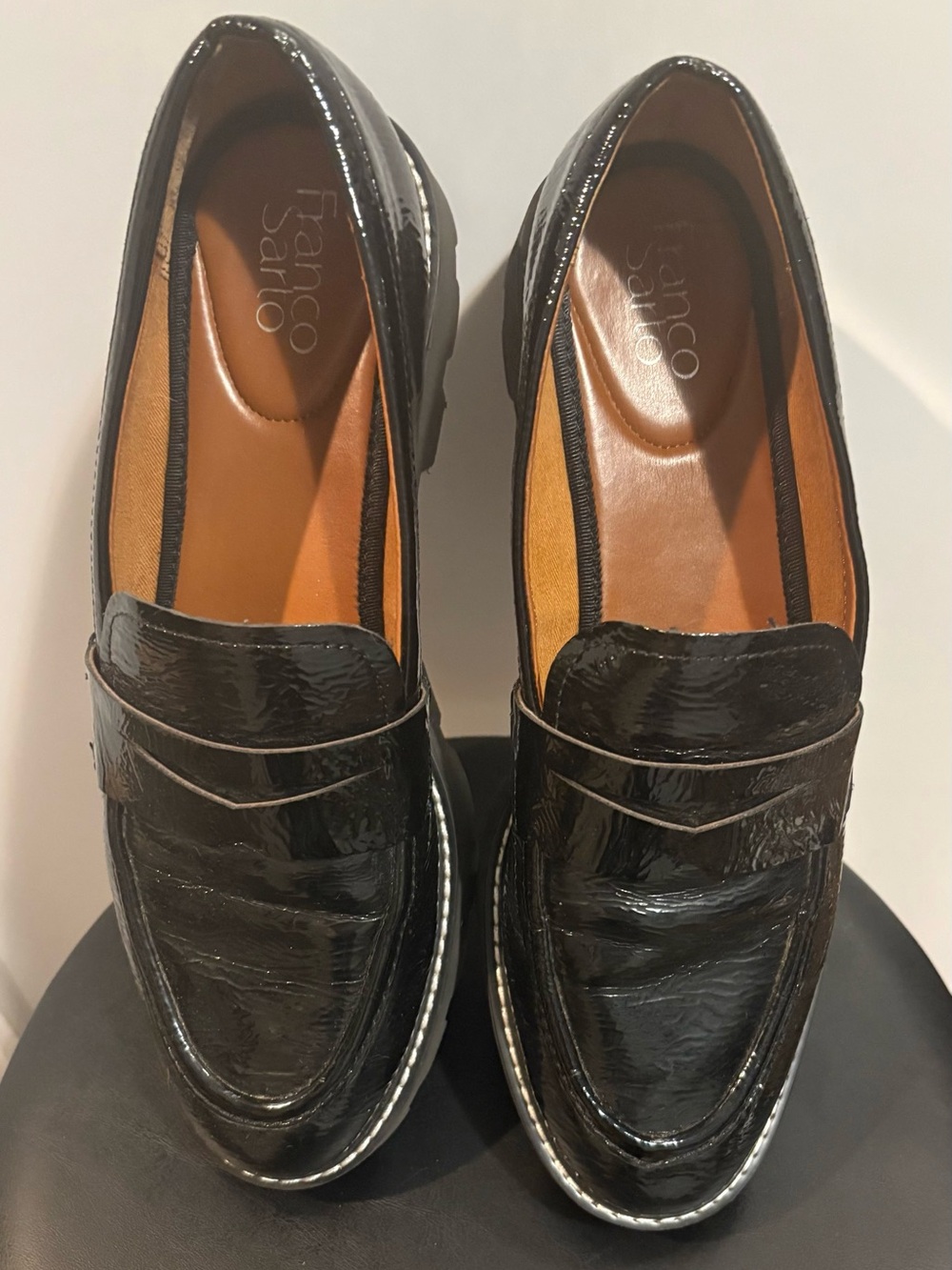 Women’s Franco Sarto Black Patent Leather Penny Loafers
